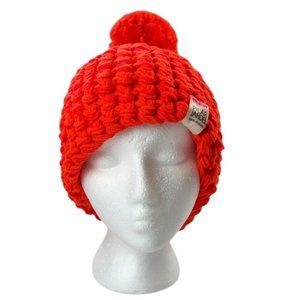 NWT Women Wool beanie with pompom red OS